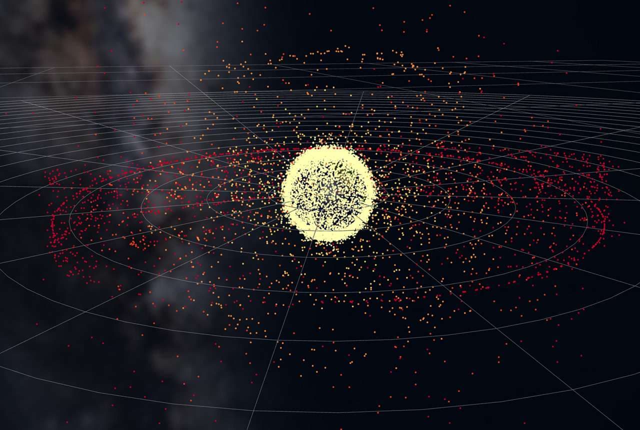 Thousands of satellites visualized around Earth
